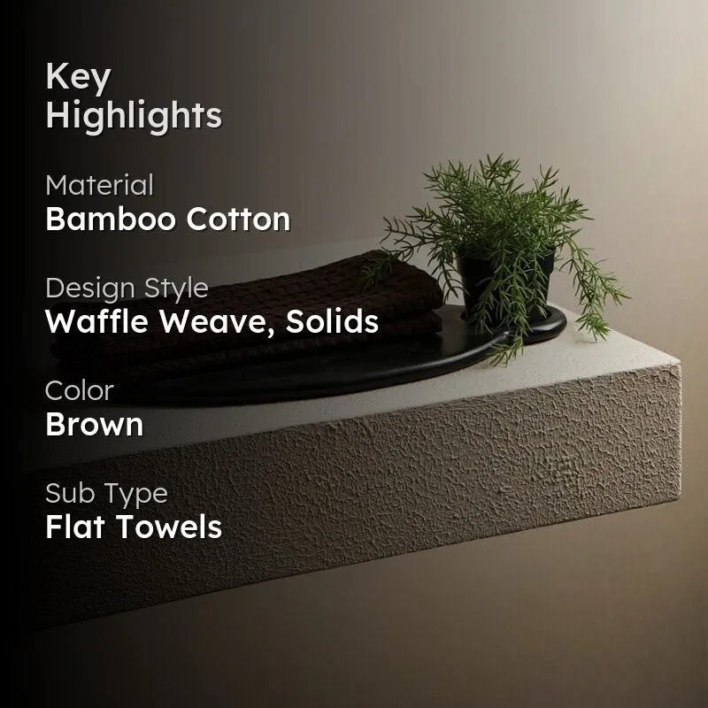 Beehive Bamboo Textured Waffle Hand Towel (Dark Brown) - Set Of Two media 2