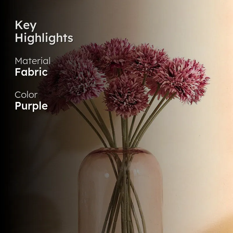 Artificial Realistic Chrysanthemum Flower Stick (Purple) - Set Of Six media 2