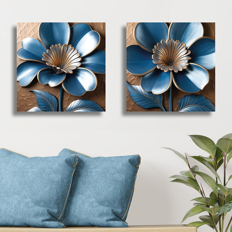 Structured Petals Canvas Wall Art - Set Of Two