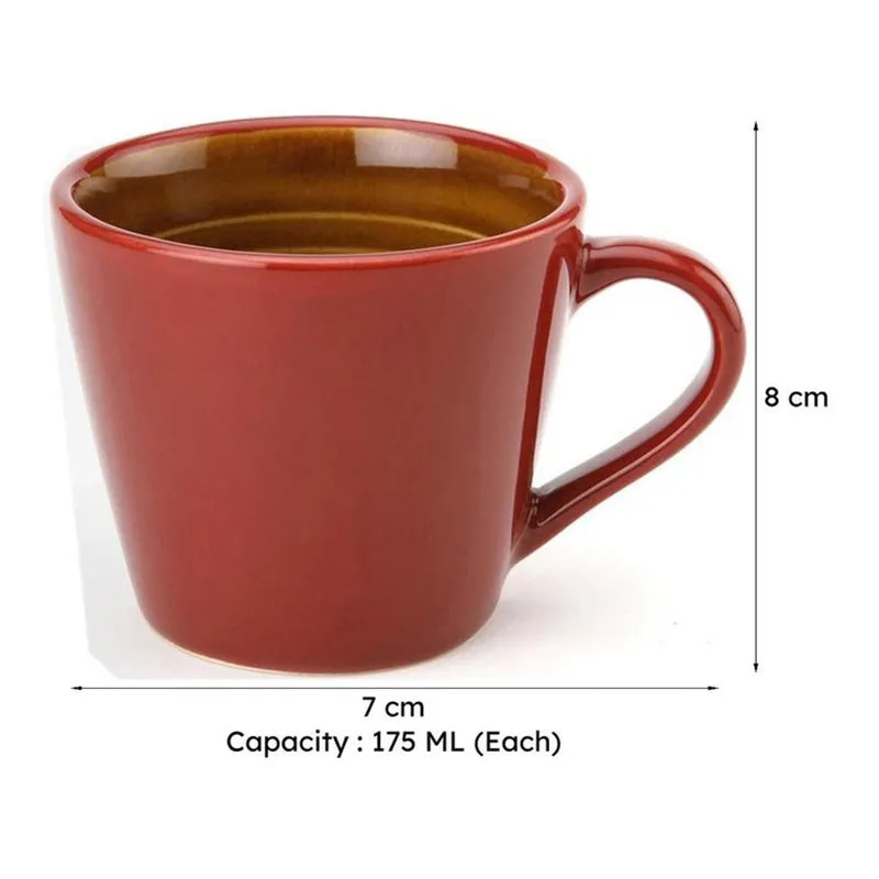 Karvaa Ceramic Tea Cup (175 mL Each)/Red)- Set of Six media 9