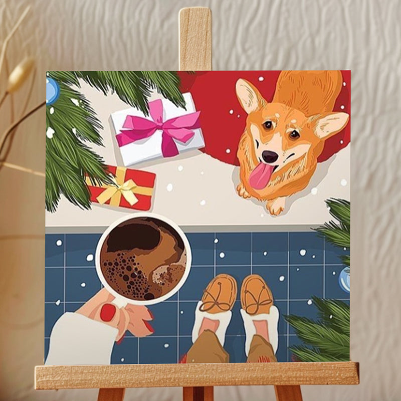 Coffee & Corgis Canvas Showpiece