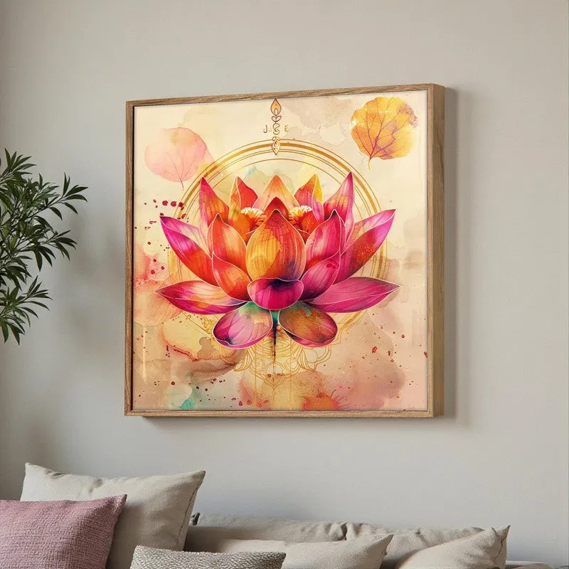 Pink Lotus Nirvana Canvas Wall Art With Frame media 3