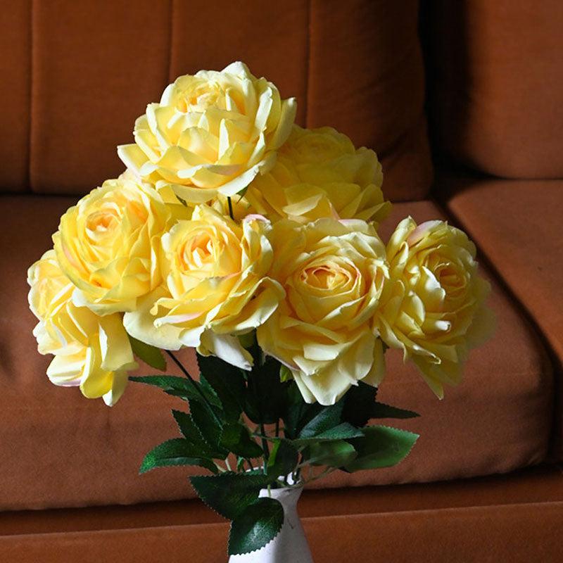 Faux Everlasting Rose Flower Bunch - Yellow media 3