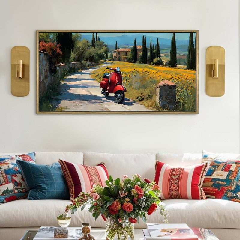 Golden Vespa Canvas Wall Painting With Frame