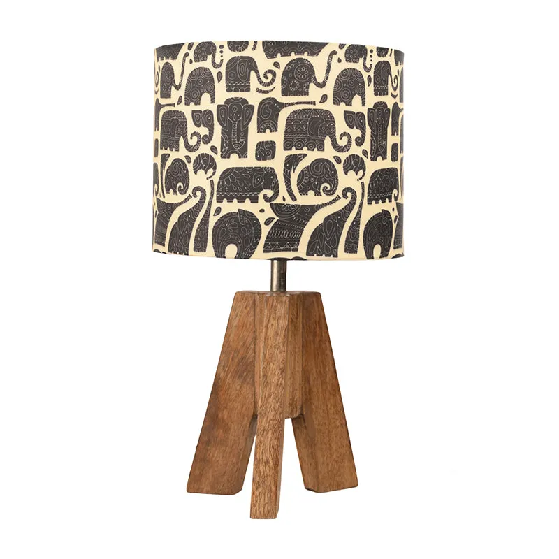 Elephanta Print Tripod Fabric Table Lamp - Ivory media 5