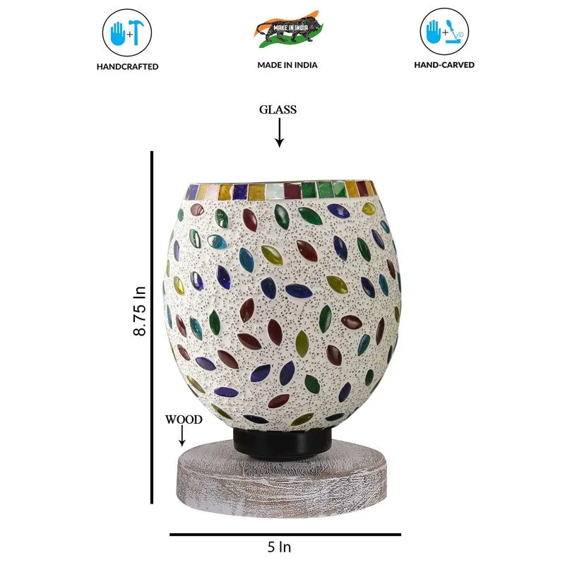 Raynora Mosaic Glass Table Lamp With Wooden Base - Multicolor media 8