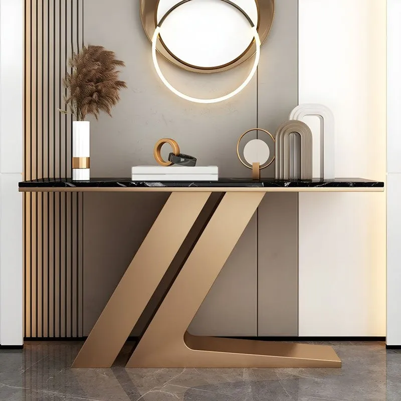 Narrow Foyer Metal Console Table with Marble Top - Medium media 3