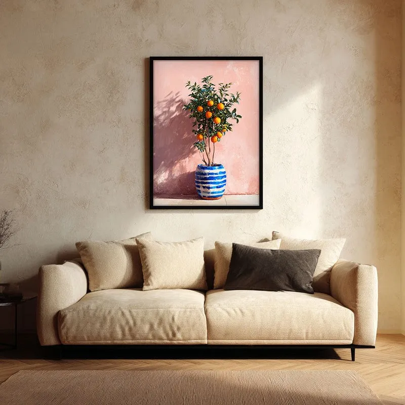 Sunlit Citrus Canvas Wall Painting - Black Frame media 1