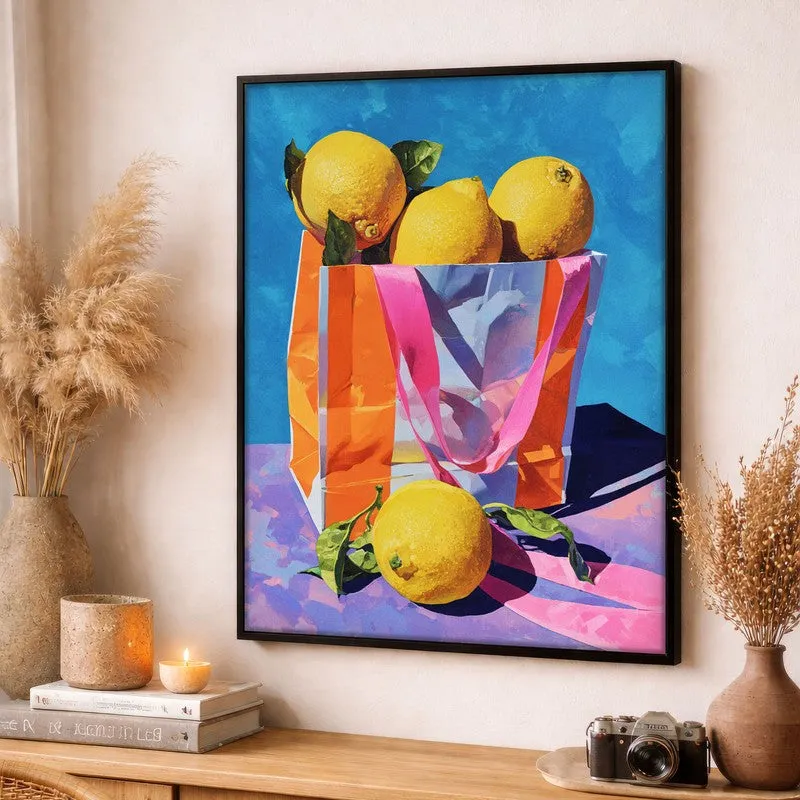 Citrus Tote Canvas Wall Painting - Black Frame media 3
