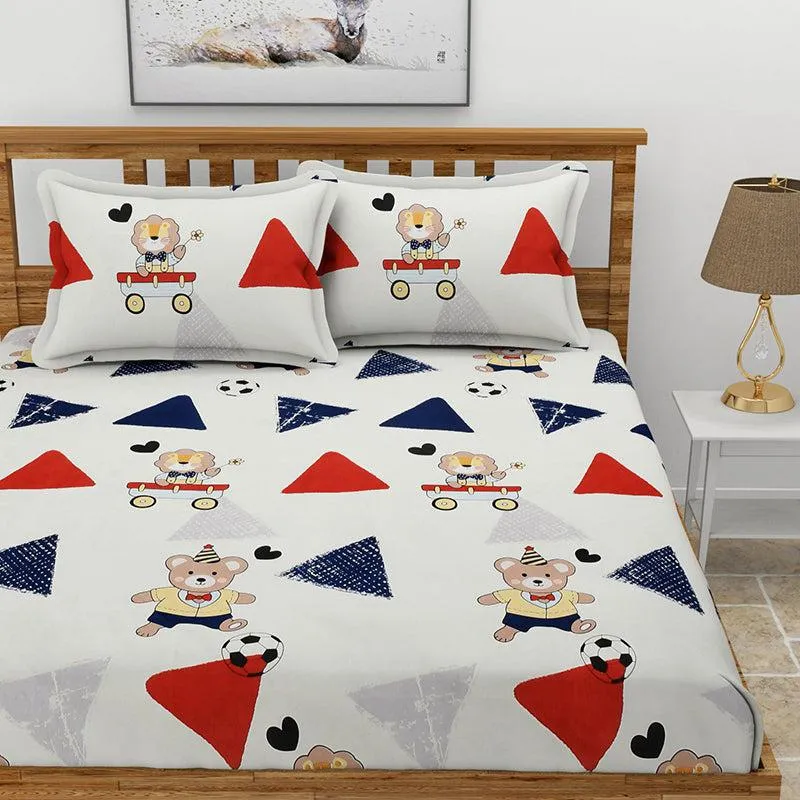 Teddy Geometry Kids Microfiber Bedsheet - 150 GSM media 3