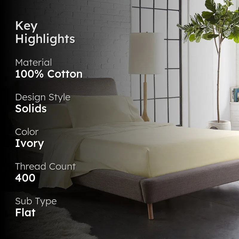 Maison Solid Cotton Bedsheet (Ivory) - 400 TC media 2