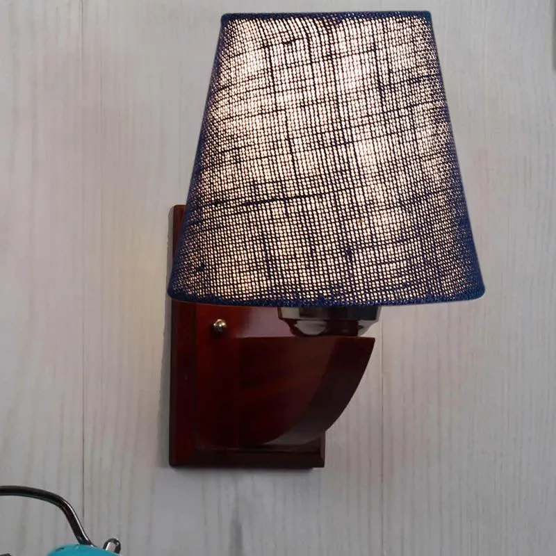 Midnight Mist Conical Wooden Wall Lamp media 1