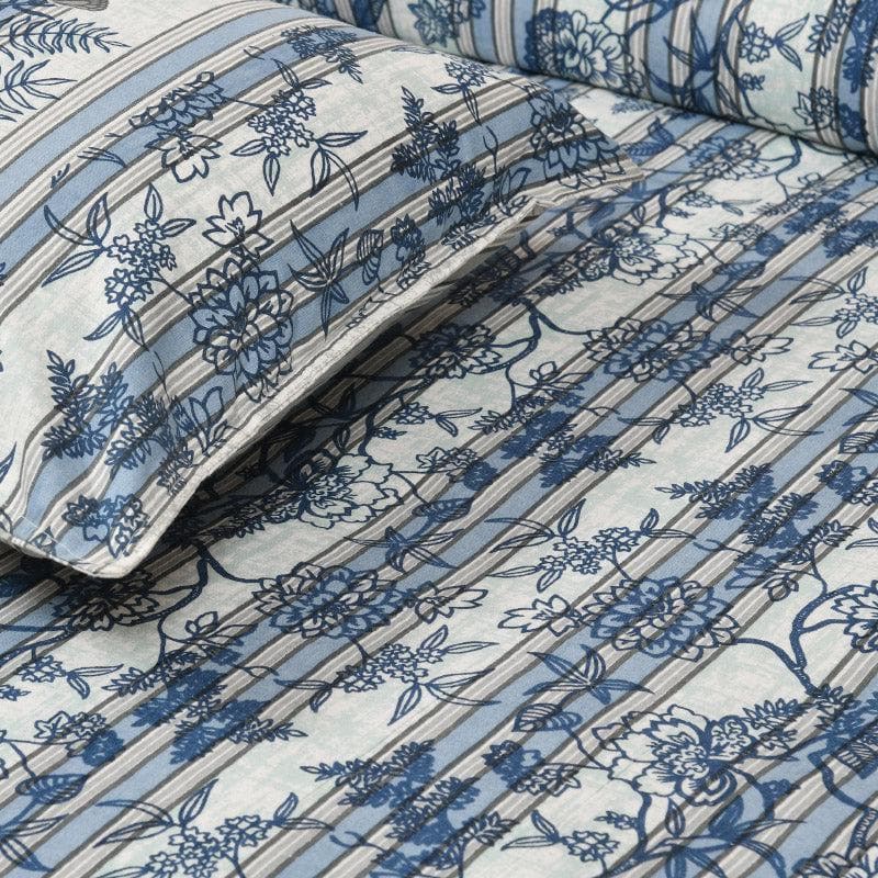 Jamesaari Printed Cotton Bedsheet (Blue) - 160 TC media 3