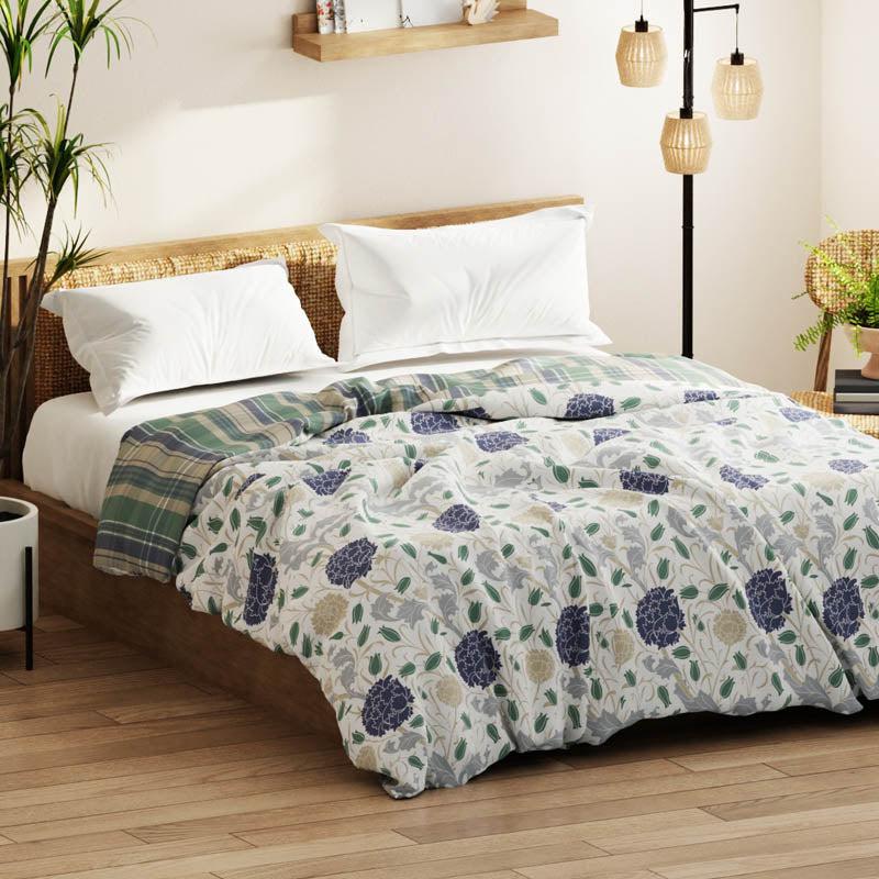 Esco Floral Reversible Microfiber Comforter (Green) - 150 GSM media 4