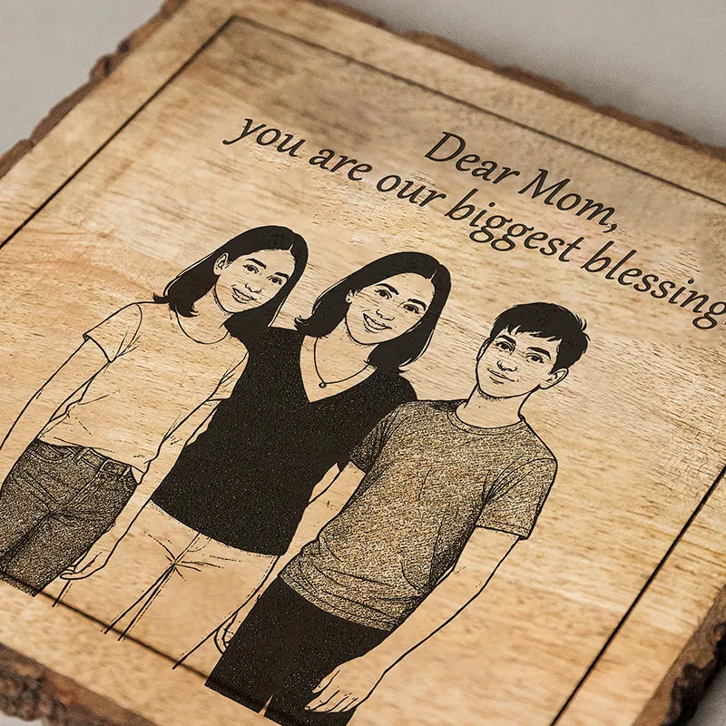 Mom: Our Biggest Blessing Wood Showpiece - Square media 4