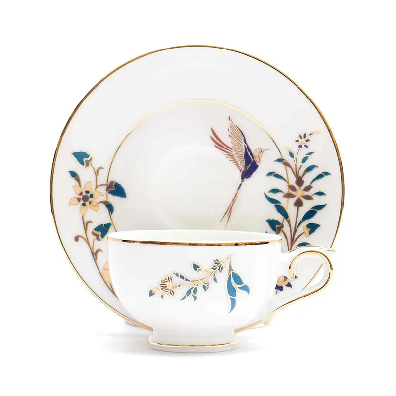 Gilded Shahi 24k Gold Brushed Porcelain Tea Cup & Saucer (280 mL) - Set of Six media 4
