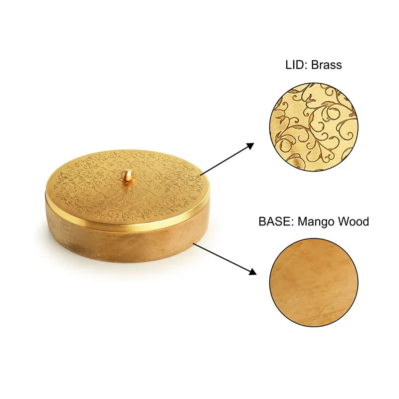 Shahi Rasoi Mango Wood & Brass Roti Box media 6