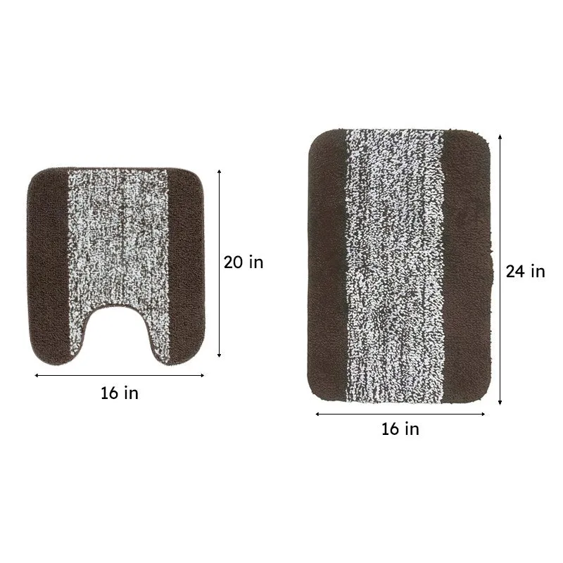 Marvis Anti Skid Bath Mat & Contour Mat (Brown)- Two Piece Set media 5