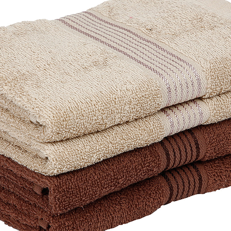 Pluma Cotton Hand & Face Towel (Brown & Beige) - Set Of Four media 5