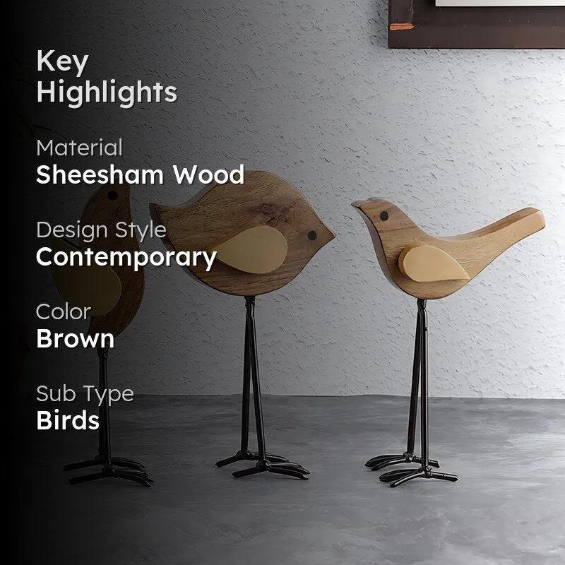 Avian Family Sheesham Wood Showpiece - Set Of Three media 2