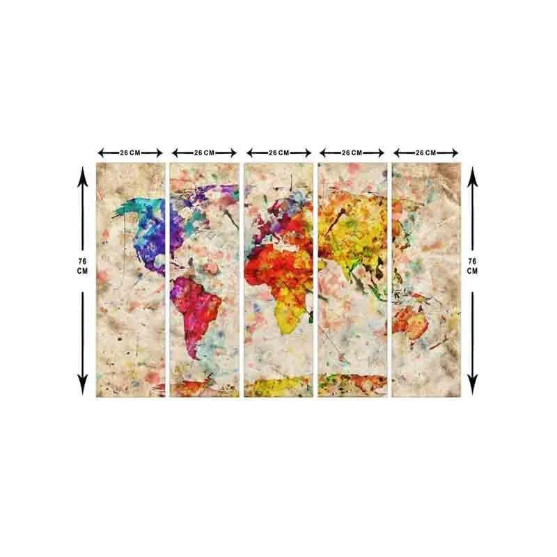 World Map Canvas Wall Art - Five Piece Set media 8