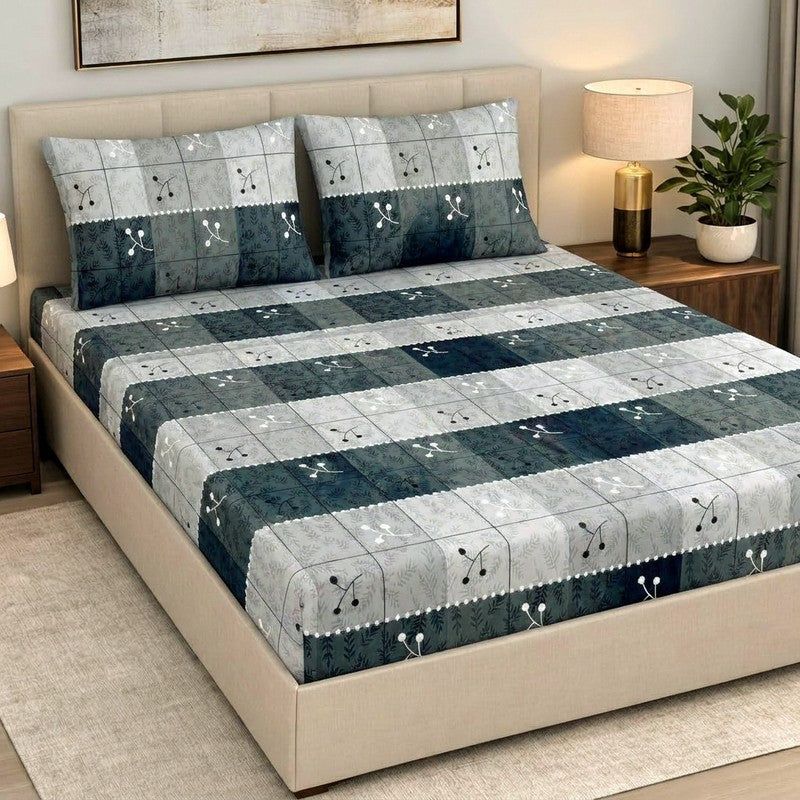 Bloom Lines Cotton Bedsheet - 300 TC