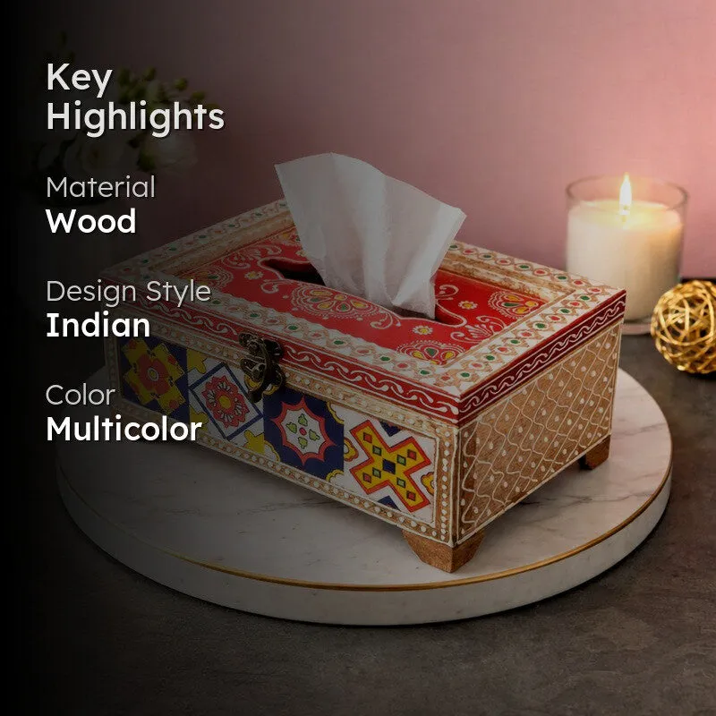 Mehfil Craft Wooden Tissue Holder media 2