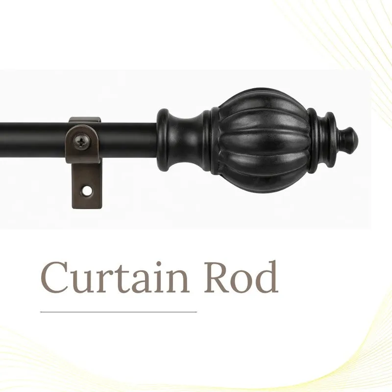Edge Etch Extendable 1" Single Curtain Rod With Round Finial & Brackets media 3