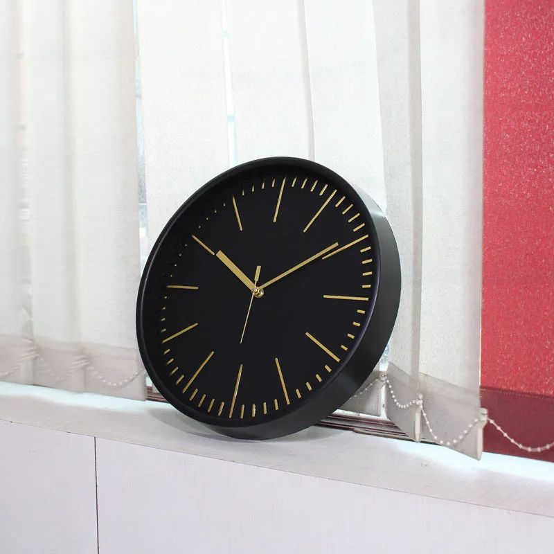 Aestra Analog Wall Clock - Gold, Black media 1