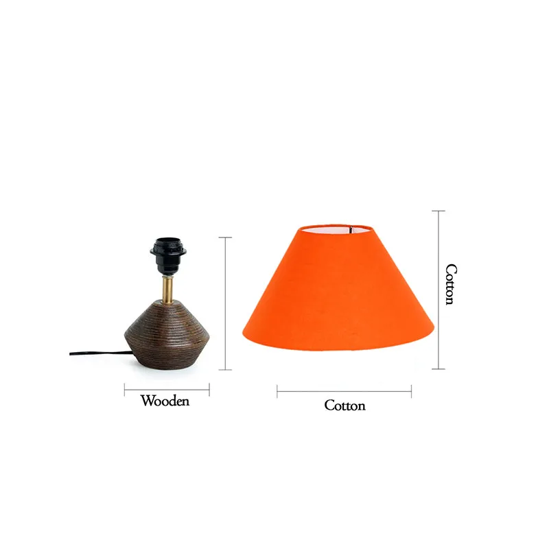 Yami Cone Wooden Table Lamp - Brown,Orange media 7