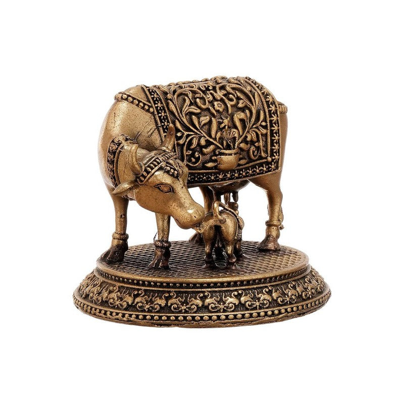Divinia Sacred Cow & Calf Brass Idol media 5