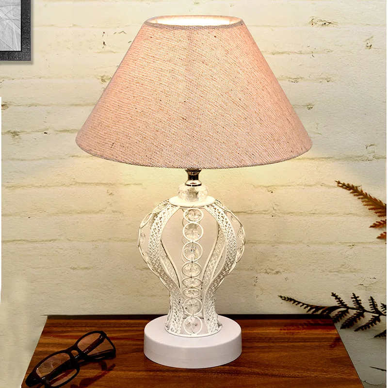 Irelle Fey Metal Table Lamp - Beige,White media 3