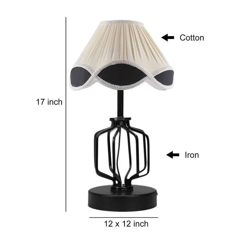 Retro Metal & Fabric Table Lamp - White,Black media 7