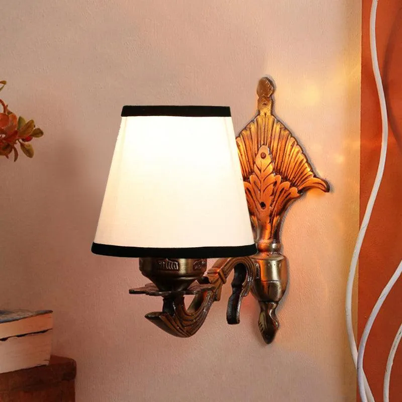 Magda Masique Conical Fabric & Metal Wall Lamp - White & Black media 1