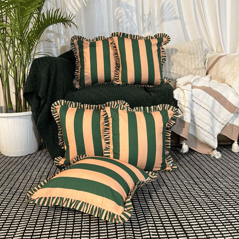 Stripe II Cushion Cover (Green) - Set Of Five