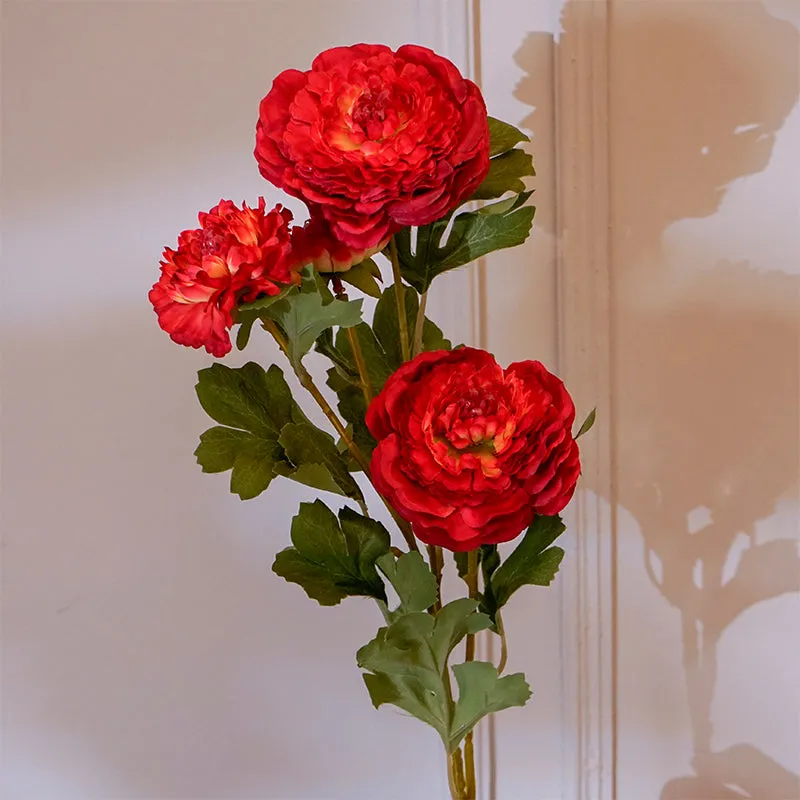Faux Peony Flower Stick (Red) - 35 CM media 4