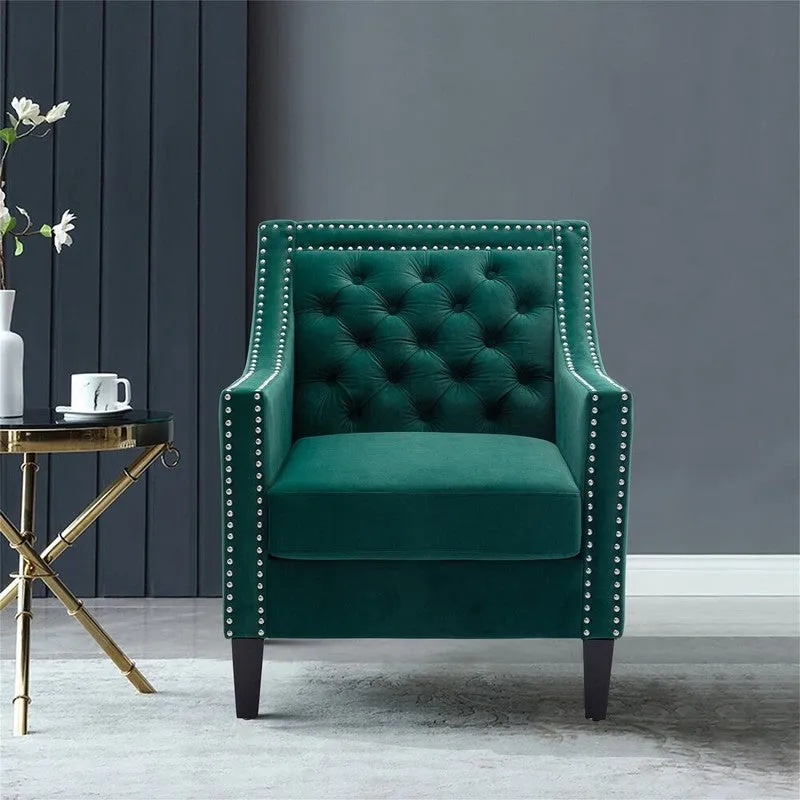 Softix Neem Wood Accent Chair - Green media 4