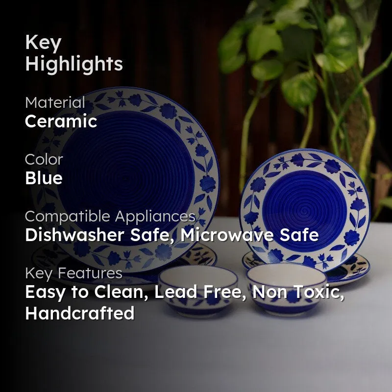 Clayora Oryn Ceramic Dining Set (Blue) - 6 Piece Set media 2