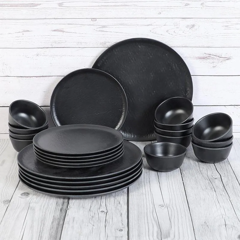 Dotura Melamine Dinner Set (Black) - 24 Piece Set media 1
