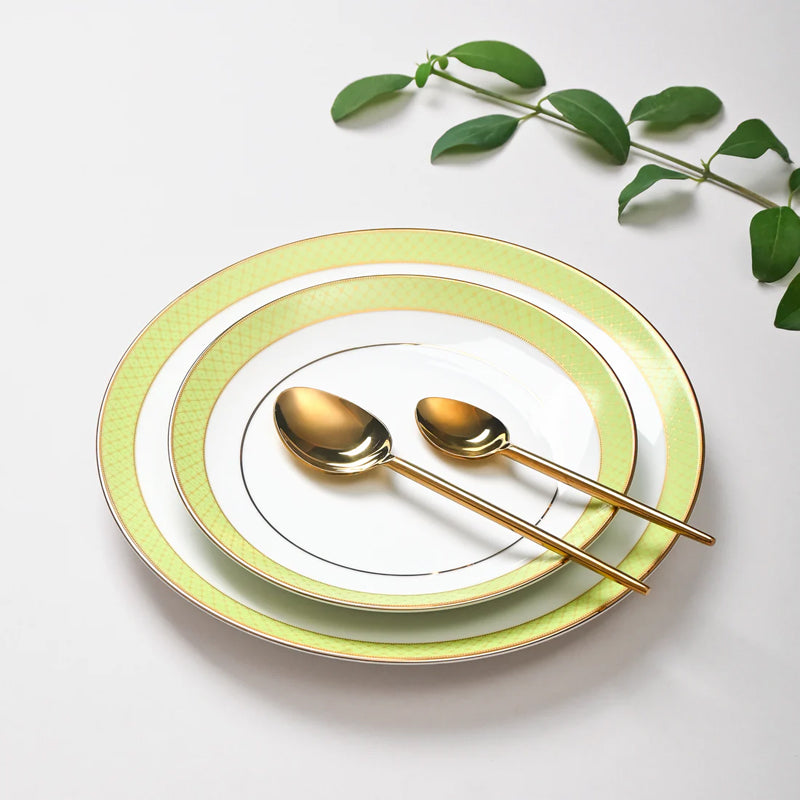 Princely 24k Gold Brushed Porcelain Dinner Set - 21 Piece Set media 3