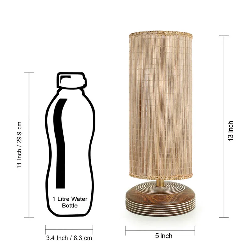Savera Bamboo Zoom Fabric Table Lamp - Beige,Brown media 8