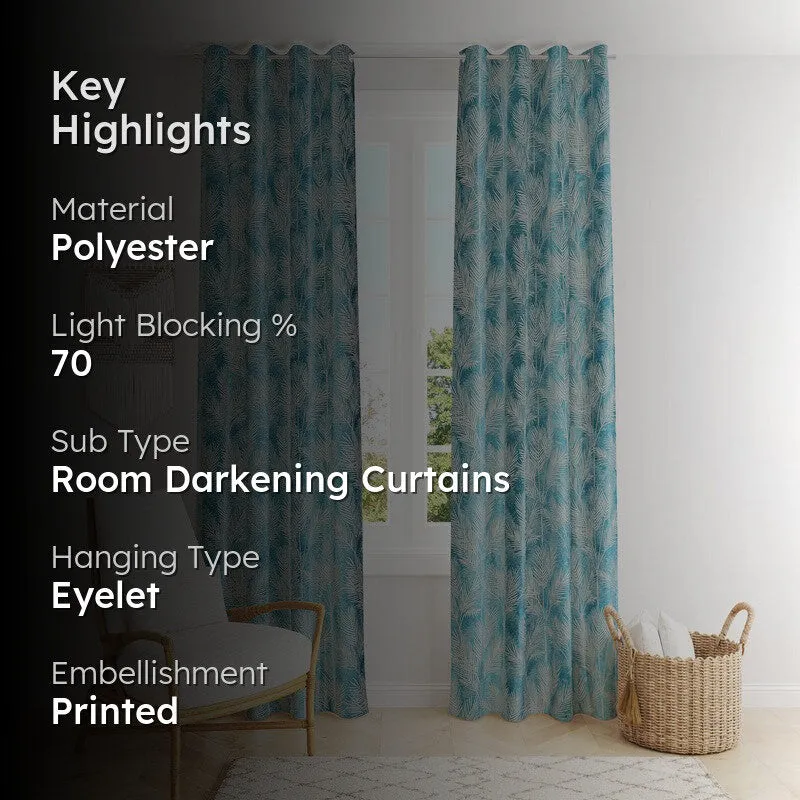 PureShade Printed Curtains (Blue) - Set Of Two media 2