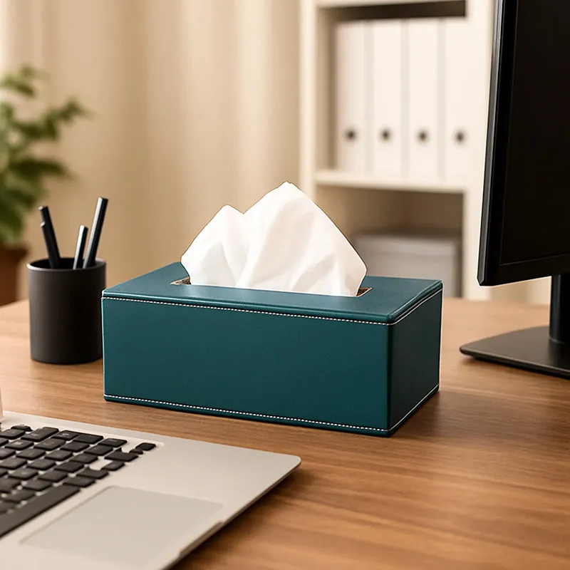 Elvan Faux Leather Tissue Holder - Green media 1