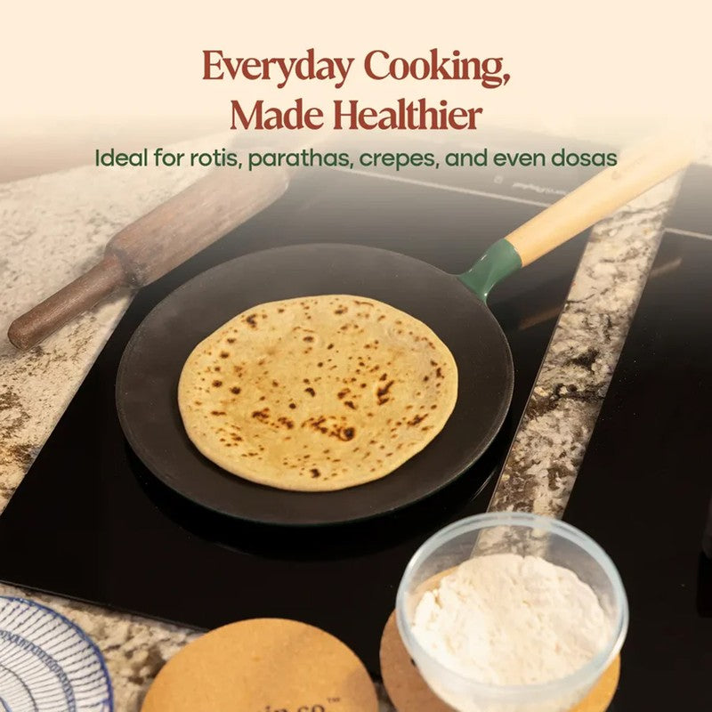 Cumin Co Enamel Cast Iron Roti Tawa - White media 11