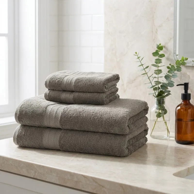 PlushAura Cotton Towel Sets (Brown) - Set of Four media 1
