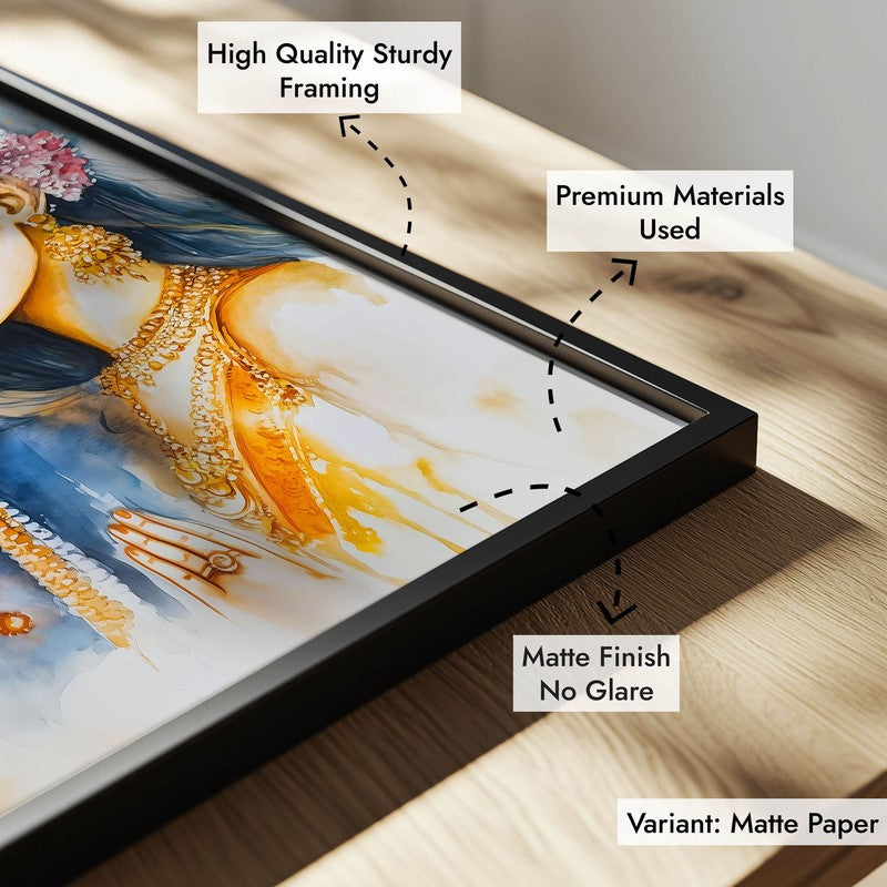 Radhe Krishna Archival Paper Wall Painting With Black Frame media 7