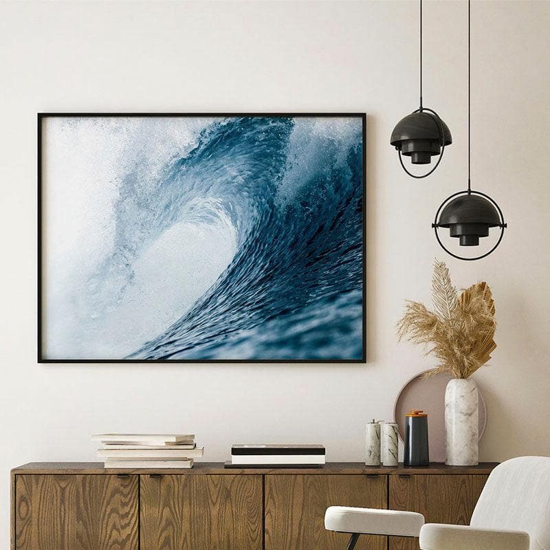 Wave Canvas Painting - Black Frame