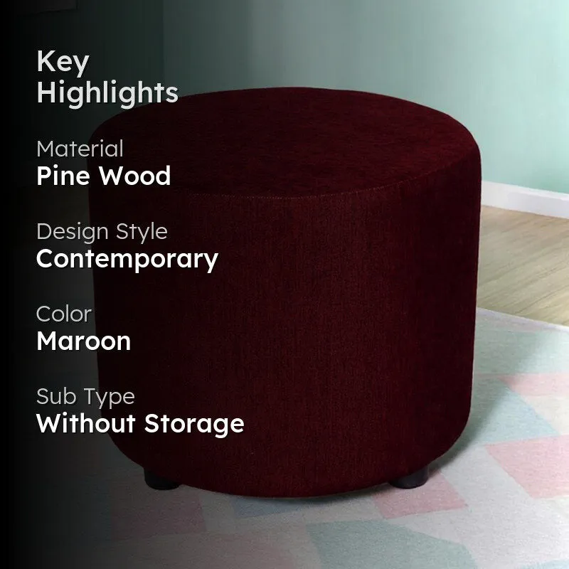 Mrixon Pine Wood Pouffe - Maroon media 2