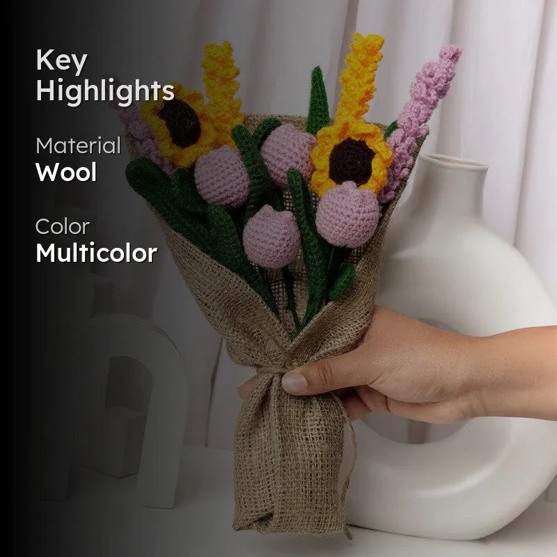 Crochet Handmade Tulip Bouquet (Yellow & Pink) - Set Of Ten media 2