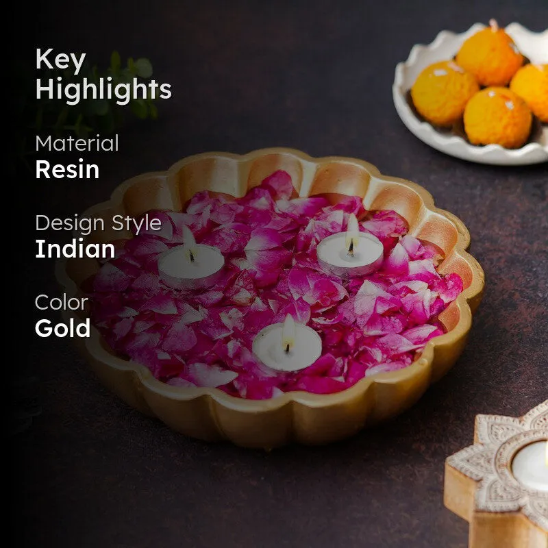 Lotus Petal Resin Urli - Gold media 2